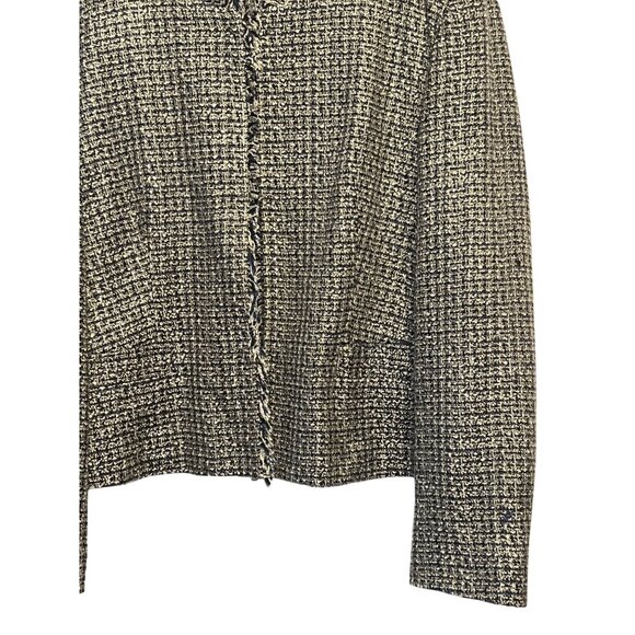 Van Heusen Studio Women Tweed Jacket XXL Black & White Raw Edges Preppy Office - Picture 15 of 16